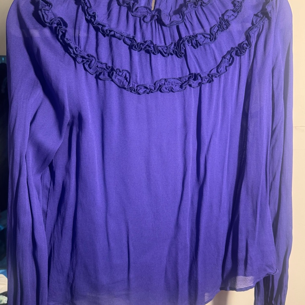 Maje Royal Blue Ruffled Blouse - Picture 2 of 5